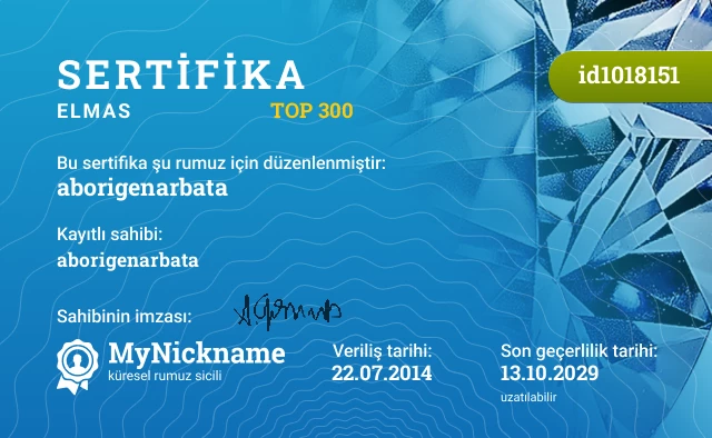 aborigenarbata rumuzu için sertifika, kayıtlı sahibi: aborigenarbata 