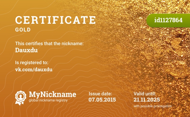 Certificate for nickname Dauxdu, registered to: @dauxdu
