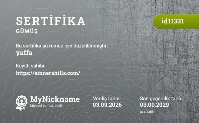 yaffa rumuzu için sertifika, kayıtlı sahibi: https://sinnershills.com/