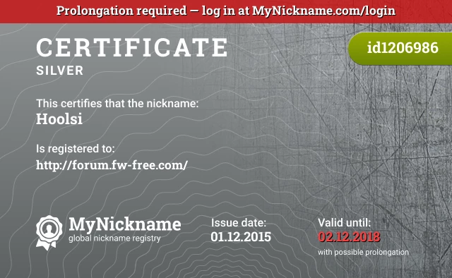 Certificate for nickname Hoolsi is registered to: http://forum.fw-free.com/