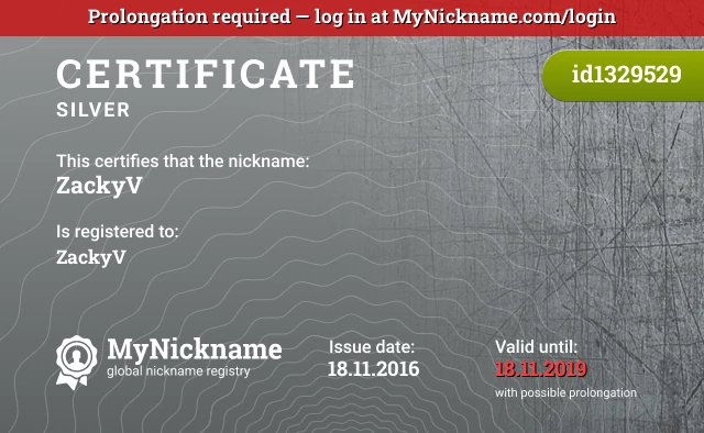 Certificate for nickname ZackyV is registered to: ZackyV