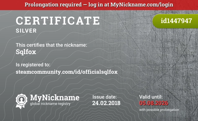 Certificate for nickname Sqlfox is registered to: steamcommunity.com/id/officialsqlfox