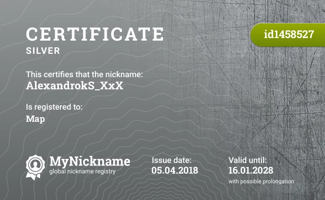 Certificate for nickname AlexandrokS_XxX is registered to: Map