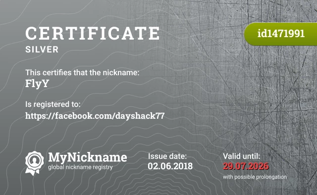 Certificate for nickname FlyY is registered to: https://facebook.com/dayshack77