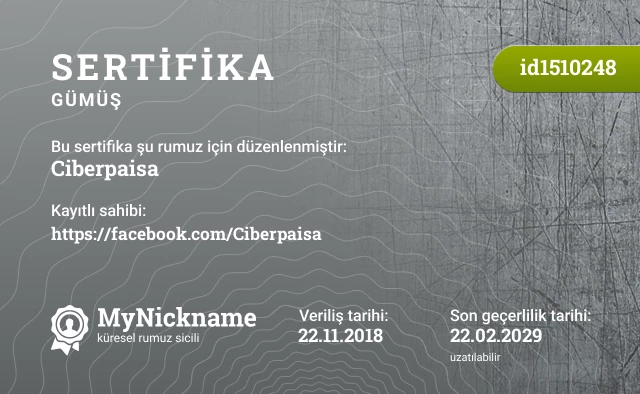 Ciberpaisa rumuzu için sertifika, kayıtlı sahibi: https://facebook.com/Ciberpaisa