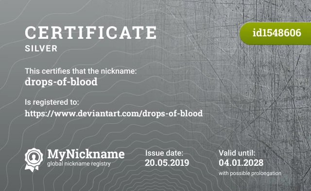 Certificate for nickname drops-of-blood is registered to: https://www.deviantart.com/drops-of-blood