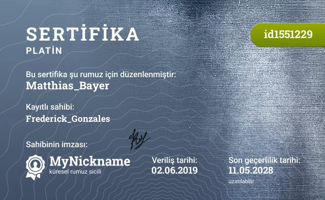 Matthias_Bayer rumuzu için sertifika, kayıtlı sahibi: Frederick_Gonzales
