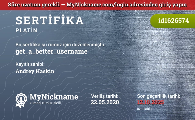 get_a_better_username rumuzu için sertifika, kayıtlı sahibi: Andrey Haskin