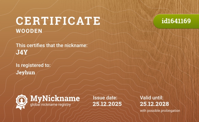 Certificate for nickname J4Y, registered to: Ceyhun 