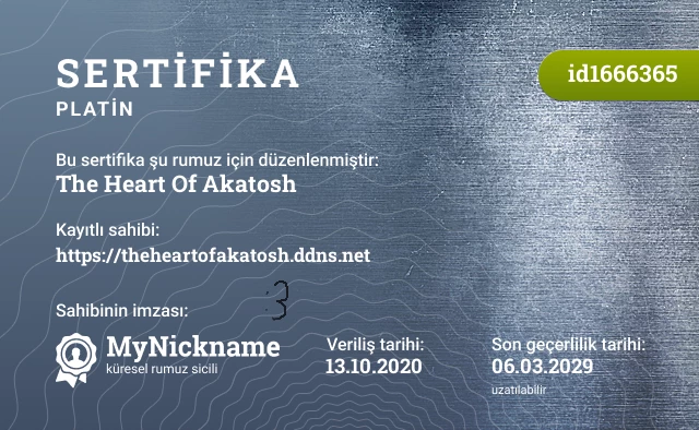 The Heart Of Akatosh rumuzu için sertifika, kayıtlı sahibi: https://theheartofakatosh.ddns.net