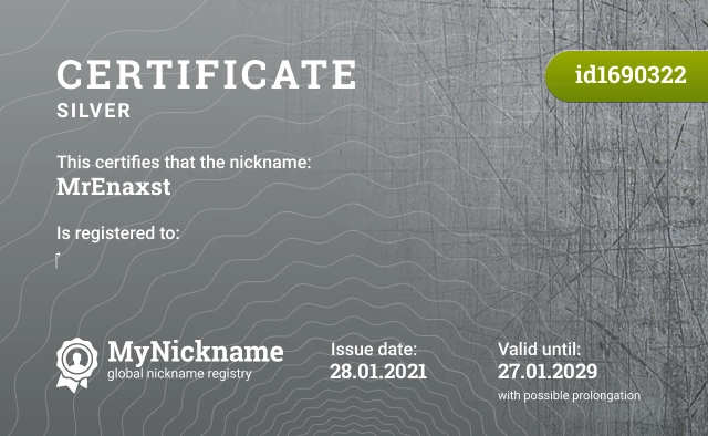 Certificate for nickname MrEnaxst is registered to: ‎
