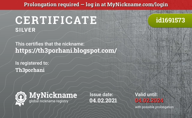 Certificate for nickname https://th3porhani.blogspot.com/ is registered to: Th3porhani
