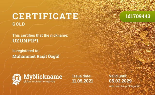 Certificate for nickname UZUNP1P1 is registered to: Muhammet Raşit Özgül