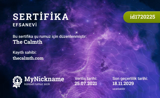 The Calmth rumuzu için sertifika, kayıtlı sahibi: thecalmth.com