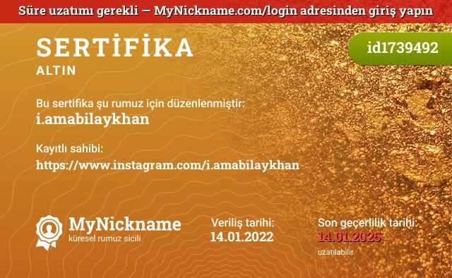 i.amabilaykhan rumuzu için sertifika, kayıtlı sahibi: https://www.instagram.com/i.amabilaykhan