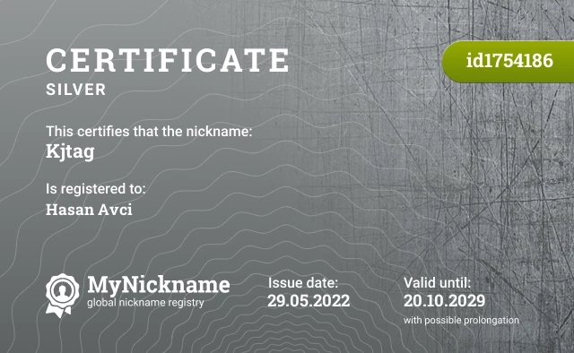 Certificate for nickname Kjtag is registered to: Hasan Avci