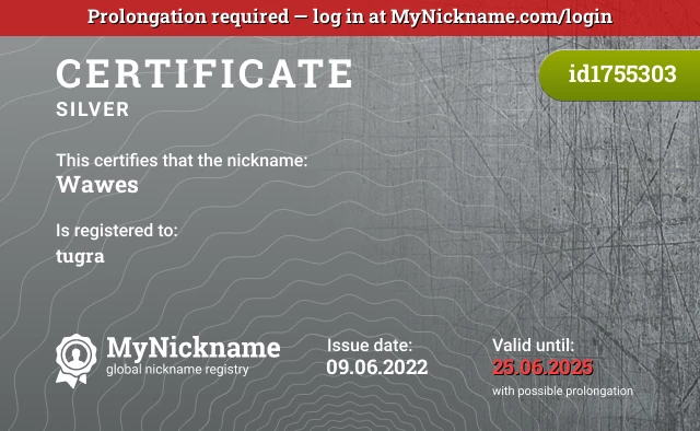 Certificate for nickname Wawes is registered to: tugra