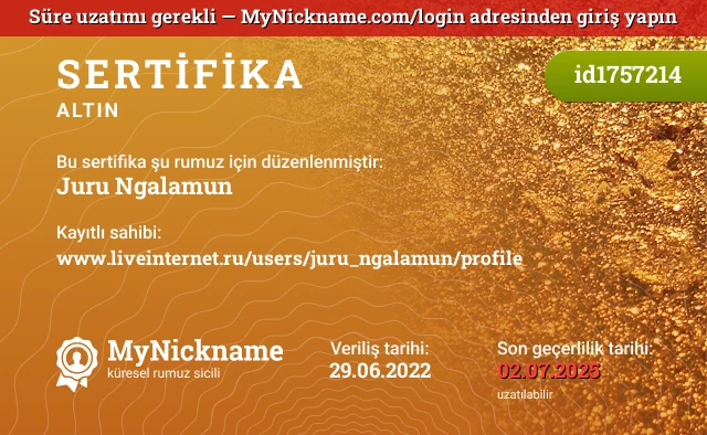 Juru Ngalamun rumuzu için sertifika, kayıtlı sahibi: www.liveinternet.ru/users/juru_ngalamun/profile
