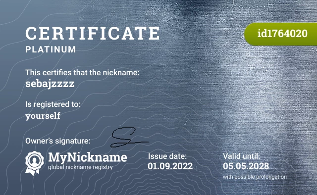 Certificate for nickname sebajzzzz is registered to: yourself