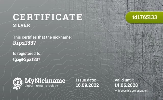 Certificate for nickname Ripz1337 is registered to: tg:@Ripz1337