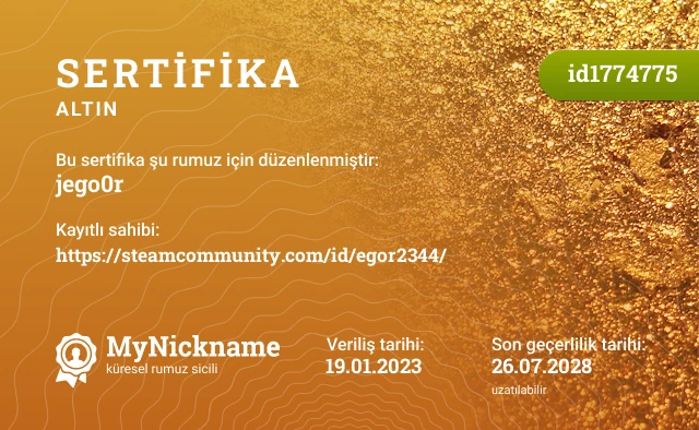jego0r rumuzu için sertifika, kayıtlı sahibi: https://steamcommunity.com/id/egor2344/