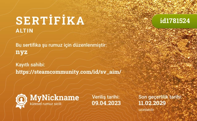 nyz rumuzu için sertifika, kayıtlı sahibi: https://steamcommunity.com/id/sv_aim/