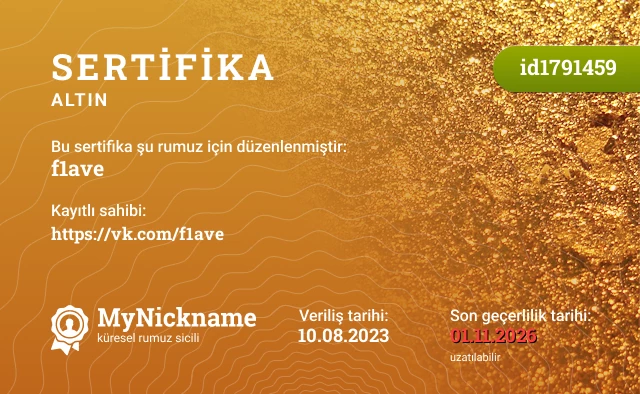 f1ave rumuzu için sertifika, kayıtlı sahibi: https://vk.com/f1ave