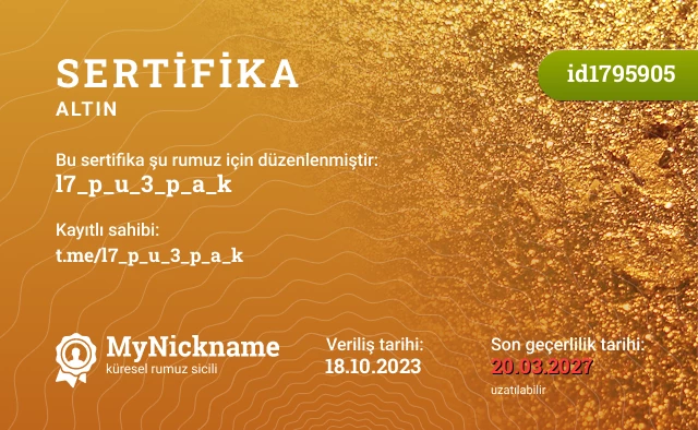 l7_p_u_3_p_a_k rumuzu için sertifika, kayıtlı sahibi: t.me/l7_p_u_3_p_a_k