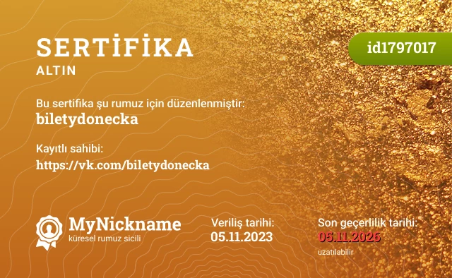 biletydonecka rumuzu için sertifika, kayıtlı sahibi: https://vk.com/biletydonecka