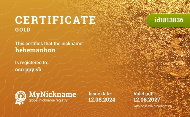 Certificate for nickname hehemanhon is registered to: osu.ppy.sh