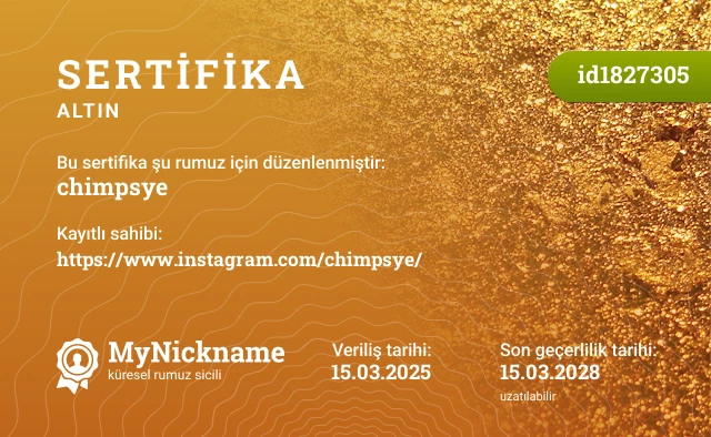 chimpsye rumuzu için sertifika, kayıtlı sahibi: https://www.instagram.com/chimpsye/
