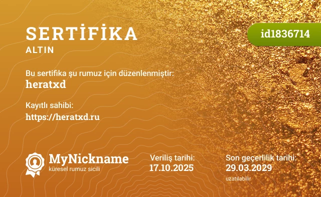 heratxd rumuzu için sertifika, kayıtlı sahibi: https://heratxd.ru