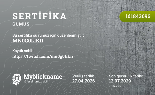 MN0G0LIKII rumuzu için sertifika, kayıtlı sahibi: https://twitch.com/mn0g0likii