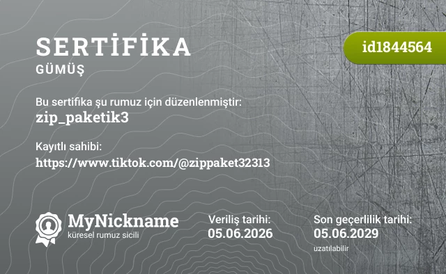 zip_paketik3 rumuzu için sertifika, kayıtlı sahibi: https://www.tiktok.com/@zippaket32313