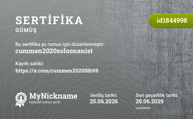 cummen2020soloonanist rumuzu için sertifika, kayıtlı sahibi: https://x.com/cummen202058169