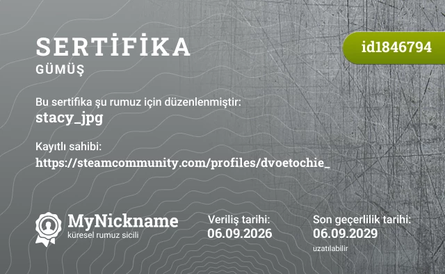 stacy_jpg rumuzu için sertifika, kayıtlı sahibi: https://steamcommunity.com/profiles/dvoetochie_