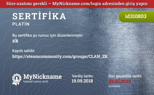 zk rumuzu için sertifika, kayıtlı sahibi: https://steamcommunity.com/groups/CLAN_ZK