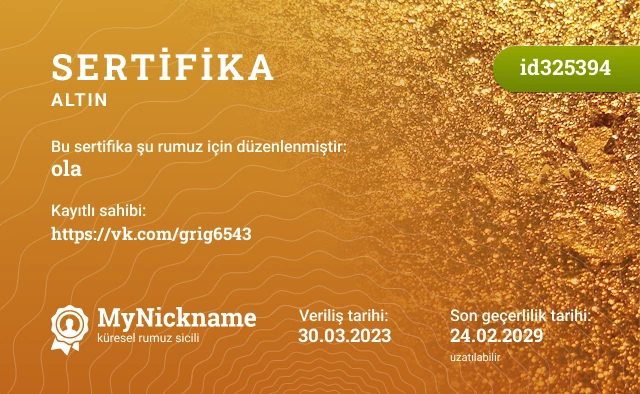 ola rumuzu için sertifika, kayıtlı sahibi: https://vk.com/grig6543