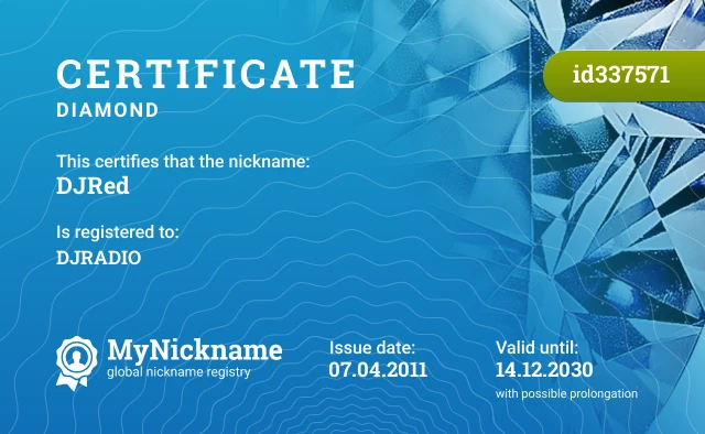 Certificate for nickname DJRed is registered to: DJRADIO