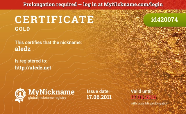 Certificate for nickname aledz is registered to: http://aledz.net