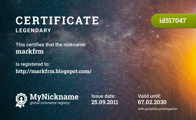 Certificate for nickname markfrm is registered to: http://markfrm.blogspot.com/