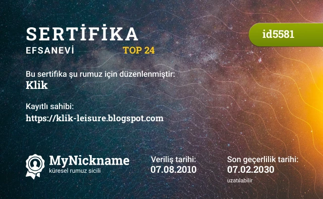 Klik rumuzu için sertifika, kayıtlı sahibi: https://klik-leisure.blogspot.com