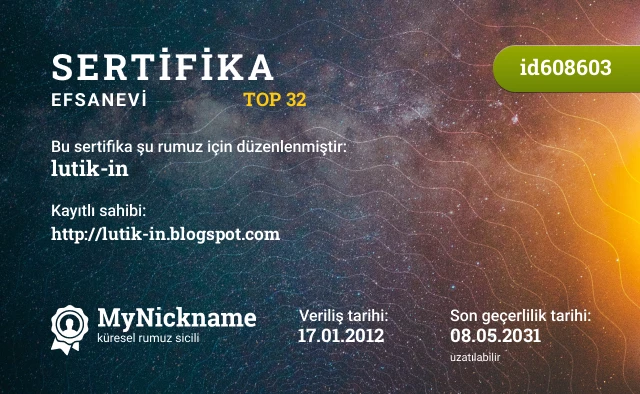 lutik-in rumuzu için sertifika, kayıtlı sahibi: http://lutik-in.blogspot.com
