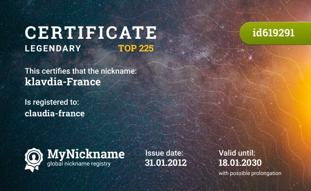 Certificate for nickname klavdia-France is registered to: claudia-france