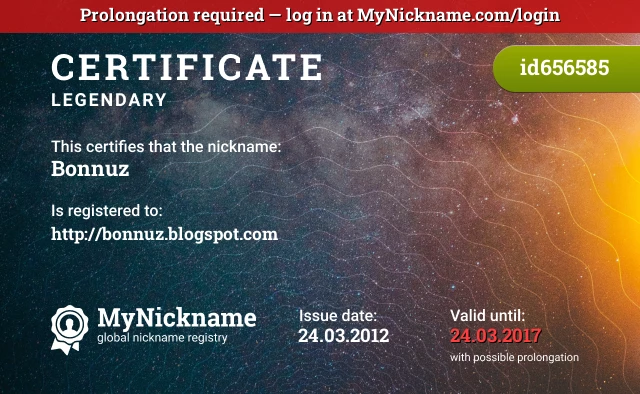 Certificate for nickname Bonnuz is registered to: http://bonnuz.blogspot.com