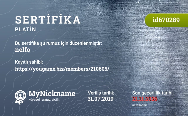 nelfo rumuzu için sertifika, kayıtlı sahibi: https://yougame.biz/members/210605/