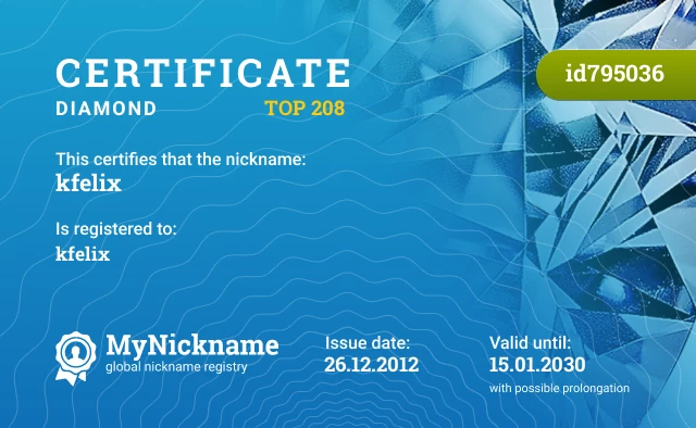Certificate for nickname kfelix is registered to: kfelix
