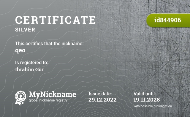 Certificate for nickname qeo, registered to: Ibrahim Gur