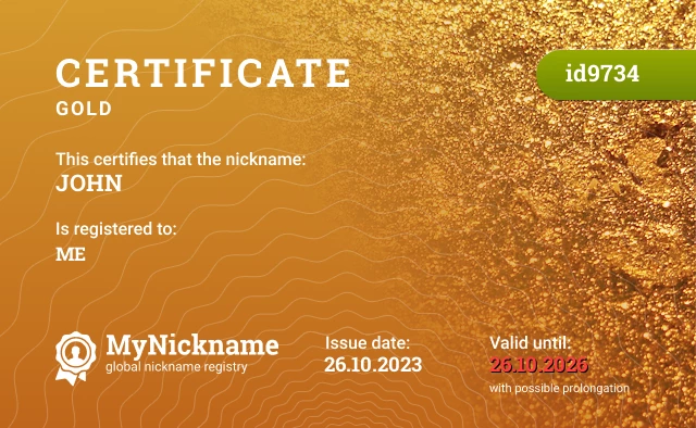 Certificate for nickname JOHN is registered to: ME