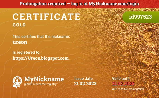 Certificate for nickname ureon is registered to: https://Ureon.blogspot.com